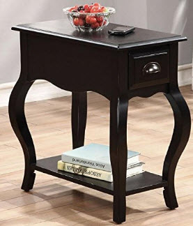 Acme Black Narrow Side Table with Drawer