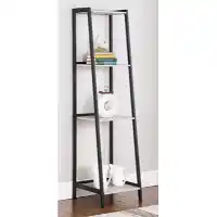 Coaster Black Metal & Greystone Finish Bookcase