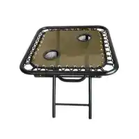 Tan Mesh Folding Side Table with Cupholders