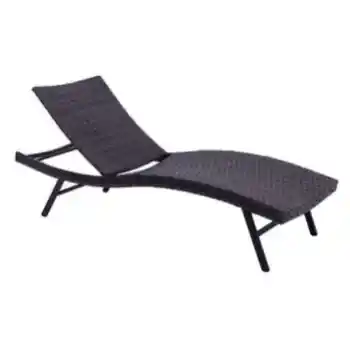 Outdoor Dark Brown Contoured PVC Wicker Chaise Lounge