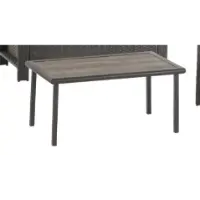 Outdoor Dark Brown Metal Coffee Table with Wood-Look Top
