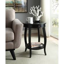 Acme Black Round Side Table with Drawer