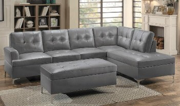 Homelegance Barrington Grey Faux Leather 2-Piece Sectional