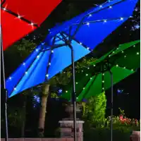 Blue 9-Foot Outdoor Umbrella with Solar LED Lighting
