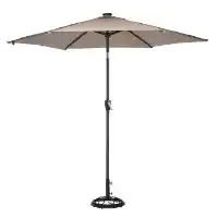 Taupe 9-Foot Outdoor Umbrella with Solar LED Lighting