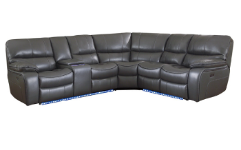 Homelegance Pecos Charcoal Leather Gel Match 3-Piece Power Reclining Sectional with Console
