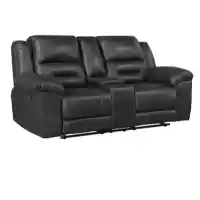 Homelegance Hazen Black Polished Microsuede Reclining Console Loveseat