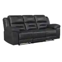 Homelegance Hazen Black Polished Microsuede Reclining Sofa
