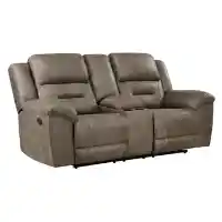 Homelegance Hazen Light Brown Polished Microsuede Reclining Console Loveseat