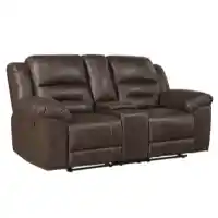 Homelegance Hazen Dark Brown Polished Microsuede Reclining Console Loveseat