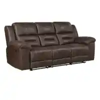 Homelegance Hazen Dark Brown Polished Microsuede Reclining Sofa