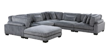 Homelegance Traverse Charcoal 5-Piece Sectional with Ottoman