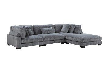Homelegance Traverse Charcoal 3-Piece Sectional with Ottoman