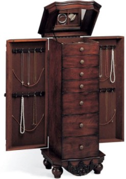 Coaster Burnished Cherry Finish Jewelry Armoire