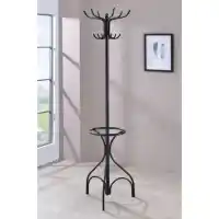 Coaster Black Iron Coat Rack with Round Umbrella Stand