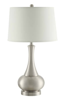 Coaster Sculpted Silver Table Lamp with Round White Shade
