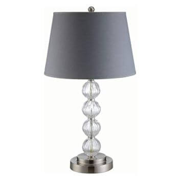 Coaster Stacked Crystal Table Lamp with Round Grey Shade