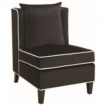 Coaster Black Velvet Accent Chair with White Accents
