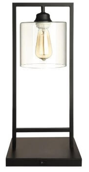 Coaster Black Metal Table Lamp with Clear Glass Shade