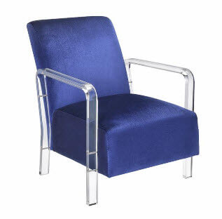 Coaster Blue Velvet Accent Chair with Acrylic Arms