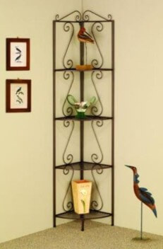 Coaster Distressed Bronze Scrolling Iron Corner Bookcase