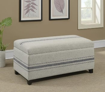 Coaster Ivory Tweed Storage Bench with Light Blue Stripes