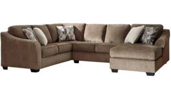 Ashley Granger Plush Brown 3-Piece Sectional with Right-Hand Chaise