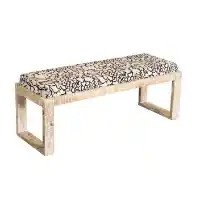 Coaster Black & White Upholstered Bench with Distressed Frame