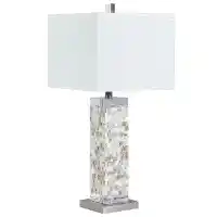 Coaster Capiz Table Lamp with Crystal Base & Squared Shade