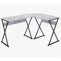 Acme Distressed White L-Shaped Desk