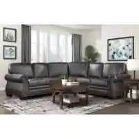 Homelegance Wareham Dark Brown Top Grain Leather 3-Piece Sectional