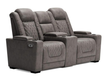 Ashley Holt Grey Power Reclining Loveseat with Power Headrests