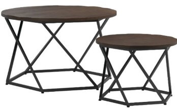 Coaster Distressed Hardwood & Metal Nesting Tables (set of 2)