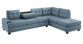 Homelegance Dunstan Blue 2-Piece Sectional with Drop-Down Console