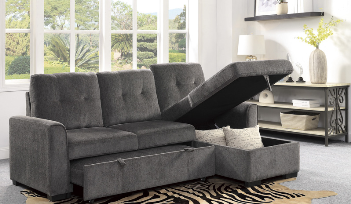 Homelegance Carolina Dark Grey Reversible Sofa Chaise with Sleeper & Storage