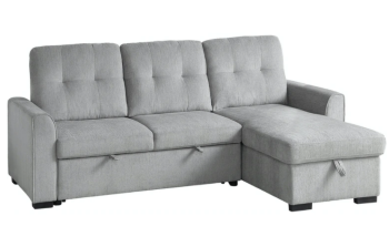 Homelegance Grey Reversible Sofa Chaise with Sleeper & Storage