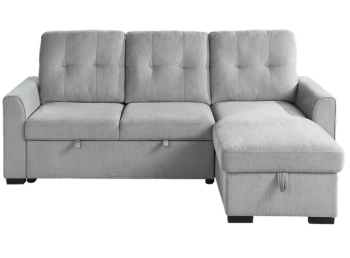 Homelegance Carolina Light Grey Reversible Sofa Chaise with Sleeper & Storage