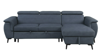 Homelegance Candence Blue Sectional with Sleeper, Storage & Reversible Chaise
