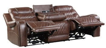 Homelegance Putnam Brown Power Reclining Sofa with Drop Down Console