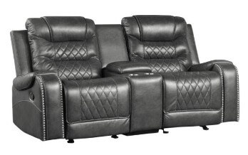 Homelegance Putnam Grey Reclining Console Loveseat