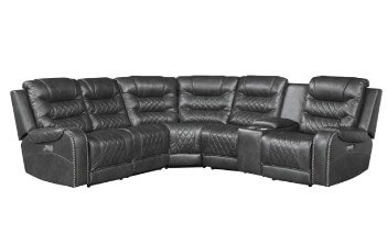 Homelegance Putnam Grey Microsuede 6-Piece Power Reclining Sectional