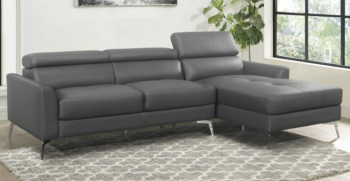 Homelegance Ashland Gray Leather Sofa & Right-Hand Chaise with Adjustable Headrests