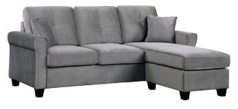 Homelegance Monty Plush Silver Sofa with Reversible Chaise