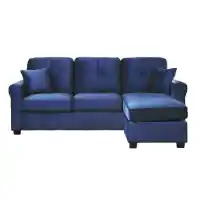 Homelegance Monty Plush Blue Sofa with Reversible Chaise