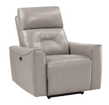 Homelegance Burwell Light Gray Gel Leather Power Recliner with USB