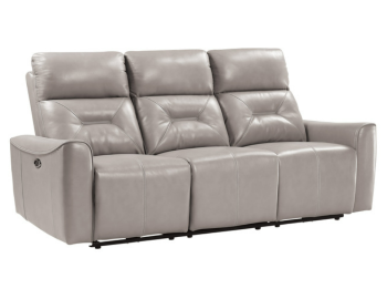 Homelegance Burwell Light Gray Gel Leather Power Reclining Sofa with USB
