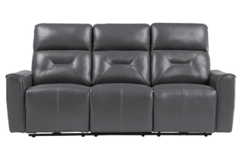 Homelegance Burwell Gray Gel Leather Power Reclining Sofa with USB