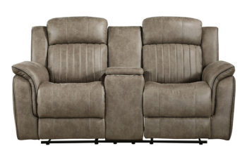 Homelegance Center Sandy Brown Microsuede Reclining Loveseat with Center Console