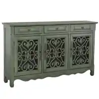 Coaster Madeline Antique Green Scrollwork Accent Cabinet 