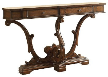 Coaster Carved Cherry Finish Console Table with 2 Drawers